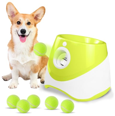 Galatée Automatischer Ballwerfer - Kleiner Interaktiver Launcher für Hunde Mit 6 Mini-Tennisbällen (Hellgrün)