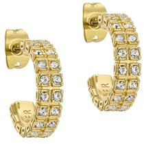 Ted Baker Mellrie Small Double Crystal Hoop Earrings For Women (Gold/Crystal)