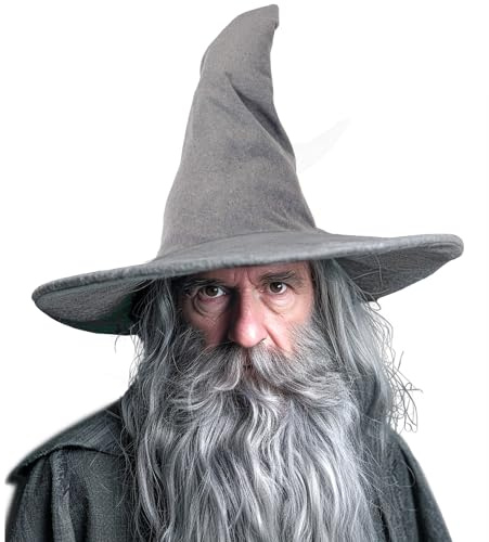 gagift world Sombrero de mago, sombrero de bruja grande de 18 pulgadas para disfraz de bruja, accesorios divertidos de cosplay para disfraz de Halloween (gris)