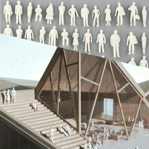 YINSHIU 100 Pieces Of White 1:75 Scale 10-25mm Children And Adults Character Models Sealed Bag Packaging Figures Miniature Figures Little People Model Train (ys1:50 White)