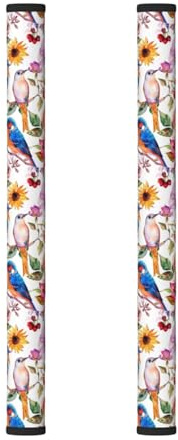 Set di 2 coperture per maniglie del frigorifero, motivo girasole con rose e uccellini, lavabili per maniglie di elettrodomestici da cucina, per forno a microonde, forno, lavastoviglie, frigorifero