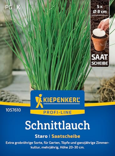 Kiepenkerl Profi-Line Schnittlauchsamen Staro 1057610 - Kräutersamen für eine extra grobröhrige Sorte mit einer Wuchshöhe von 20 bis 30 cm - Pflanzen, Saatscheibe