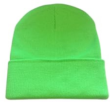 Makio Bonnet Hiver Homme Femme. Bonnets Course Running Sport Doux Chaud avec Languette et Double Couverture, Vert fluo, 56