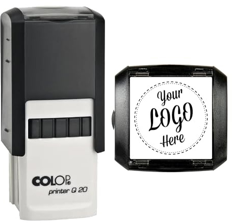 Custom Business Logo Stamp - Personalised Company Rubber Stamp, Custom Logo & Text for Office, Branding & Packaging - 20mm x 20mm