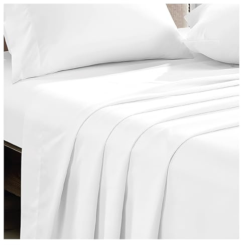 APEX FURNISHINGS 100 % egyptisk bomull 300 trådantal lakan för enkelsäng andas och blekningsbeständigt hotellplatta lakan (180 cm x 255 cm)