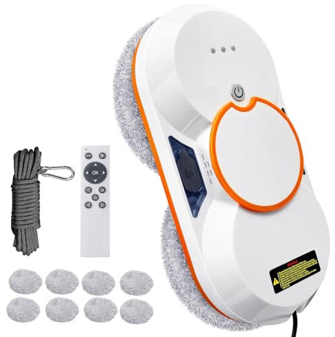 Kouamor Fensterputzroboter- Fensterroboter mit doppelter Düse, intelligente Navigation, Fernbedienung, 10 Mikrofasertücher (für Fenster/Glastüren/Fliesen)