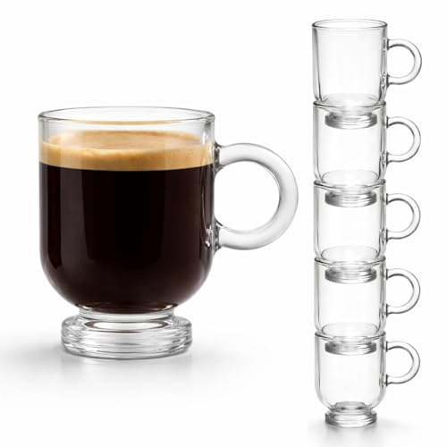 Murago - Espresso Gläser 6er Set ca. 80ml - Espressogläser mit Henkel Kaffeegläser Mokkagläser Glas Espressotassen kleine Gläser Ristretto Kaffeetassen Gläserset Barista Küchenzubehör