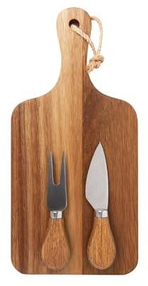 Tabla de quesos de Madera de Acacia con Dos Accesorios. Tabla para Embutidos