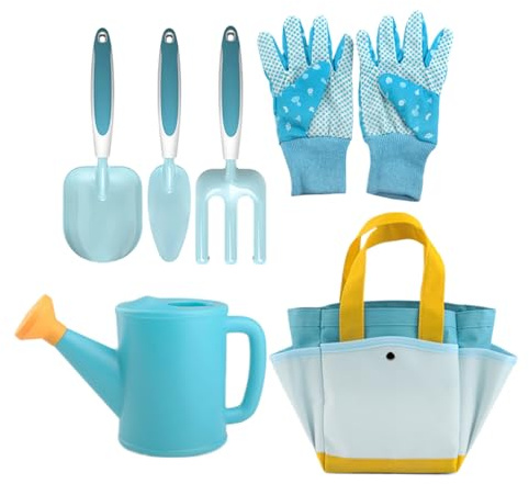Jeu d'Outils de Jardin pour Enfant - 6 Pièces Jouets Éducatifs et Ludiques | Set de Pelles pour Enfant - pour Jeu de Rôle : Creuser, Arroser, Grimper, Planter et Fleurs et Légumes au