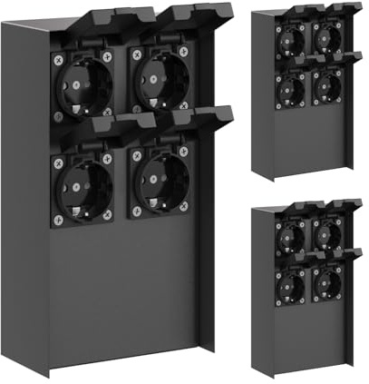 ledscom.de 3 pzas Toma de jardín Pilar POMI para Exterior, IP44, 4 vías, Acero Inoxidable, Antracita, Angular, 23 cm