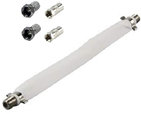 electrosmart F Socket Flat Ribbon Coax Cable Kit - Ideal for windows doors caravans etc - Kit includes 1x 20cm Cable 2x F Plugs & 2x F Plug Male to Coax Socket Female Adaptors