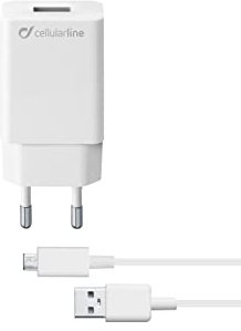 Cellularline | Netzladegerät | Charger Kit 10W - Micro USB - Gewidmet Samsung - Schnelles Akkuladegerät mit Micro-USB-Kabel 1 Mt. für Samsung-Geräte