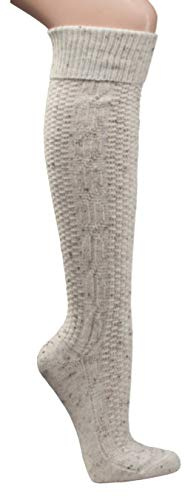 krautwear Medias tradicionales para hombre, calcetines tradicionales hasta la rodilla, patrón de ochos, caña extra larga con lana 35-38