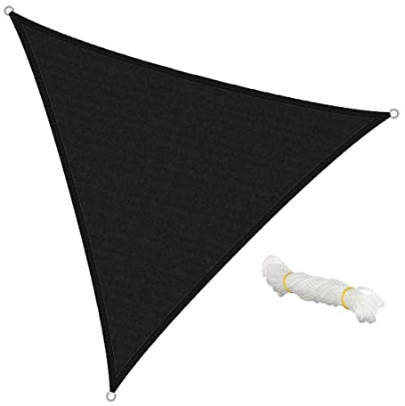 ECD Germany Vela De Sombra - Antracita - 3,6x3,6m - Triangular -100% HDPE - con Protección UV - Incluye Cables Tensores - Parasol Resistente A La Intemperie para Balcón Terraza Jardín Toldo De Sol