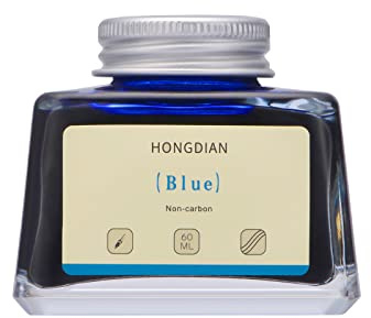Asvine Hongdian Fountain Pen Ink, Blue, 60 ml Bottled Ink for Fountain Pens, Carbon-Free