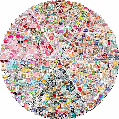 Arme 600 PCS Stickers Pack，Cute Colorful Waterproof Stickers，Vinyl Art Stickers.Valentine's Day Stickers for Water Bottles,Skateboards and Notebooks, Laptop Sticker for Teens Girls Kids Adults