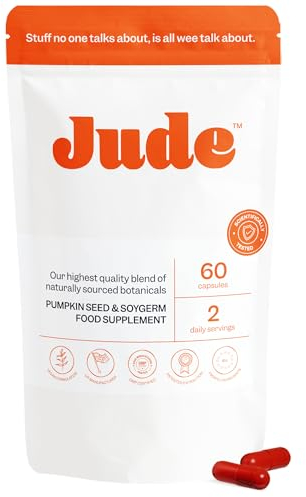 Jude Bladder Health Tablets As Seen On Dragons' Den, Science-Backed Supplement, Nourish Your Pelvic Floor, Made in The UK, Vegan & Gluten Free, Pumpkin Seed Extract & Soy Germ Extract, 60 Capsules