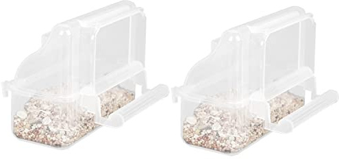 LSRVNM 2 Pezzi Ciotola in Plastica per Uccelli, Mangiatoia per Uccelli, Trasparente Tazza per Cibo e Acqua Uccelli, con Aste di Sostegno, per Canarini, Cacatua, Fringuelli, Semi, Contenitori di Cibo