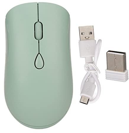 ciciglow Ratón Inalámbrico Bluetooth, Modos Duales Bluetooth 5.2 y 2.4G Ratón de Computadora Inalámbrico 1600DPI con Receptor USB, Ratón Silencioso Recargable (Verde)