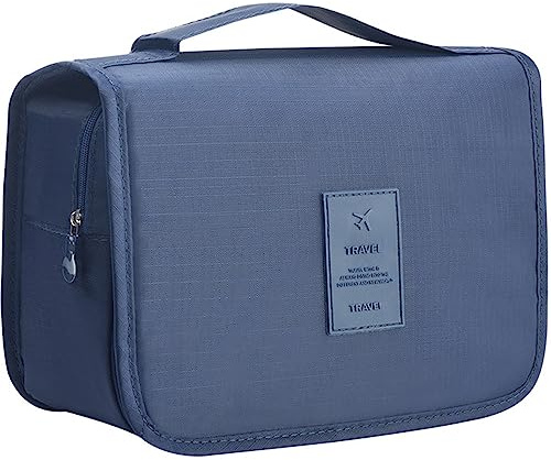 Travel Toiletry Bag, Hanging Toiletries Wash Bag Makeup Cosmetic Organizer Bags for Women Girls Kids Waterproof Foldable (Navy Blue)