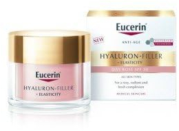 Eucerin Hyaluron-Filler + Elasticity Crema de Día Rosé FPS 30 (50 ml), crema antiedad con tono rosado, fórmula con Thiamidol, Collagen-Elastin Complex y Ácido Hialurónico para todo tipo de pieles