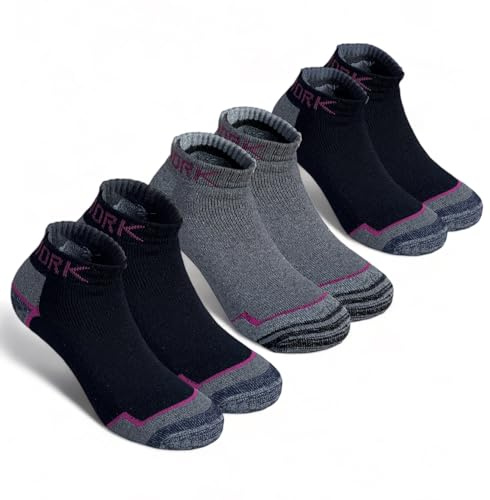 Lucchetti Socks Milano Calcetines de trabajo para mujer con plantilla de esponja de algodón, colores fluorescentes, tallas 35-38 y 39-42, 6 pares de calcetines Work para mujer, 39-42