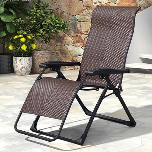 BEOTAY Gartenliege Wetterfest,Sonnenliege Klappbar Mit Verbreiterter Armlehne,Tragbar Kippliege,PE-Flechtrattan,Atmungsaktiv Camping Liegestuhl,Ladegewicht 250 Lbs