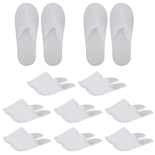 Pritok Lot de 10 paires de pantoufles antidérapantes - Portables - Hôtel, voyage, maison - Unisexes - Pointure 36-41 (blanc), 42.5 EU