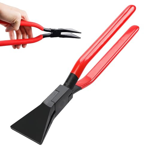 WIYETY Rot Abkantzange Falzzange: Abfalzen Werkzeug mit Rutschfestem Griff, Breit 60 mm Biegezange, Dachdecker Werkzeug aus Chrom-Vanadium-Stahl, Blechbiegezange für Heimwerker (180°)