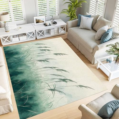 GDJSMIN erba di canna sfumata Tappeto Salotto Moderno 180x270cm, pianta della nebbia Tappeto Morbido e Antiscivolo,Tappeto Lavabile in Lavatrice,Perfetto per Soggiorno e Sala da Pranzo