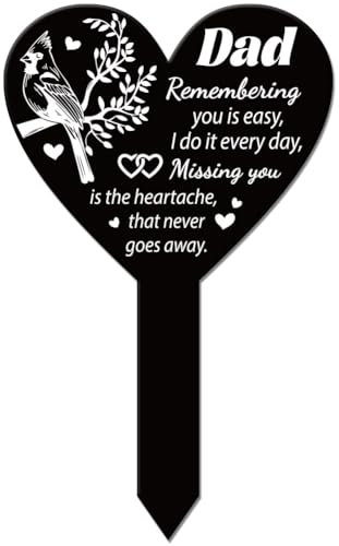 GLOBLELAND Estaca de jardín con forma de corazón cardenal para el jardín, estaca conmemorativa para cementerio, acrílico para tumba, estaca impermeable de condolencias para patio, tumba, cementerio