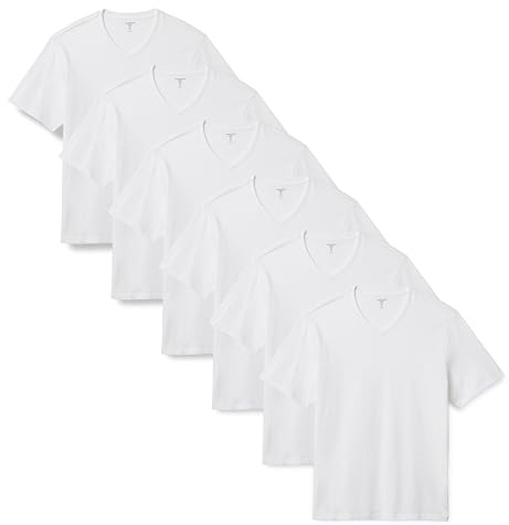 Amazon Essentials Men's Regular-Fit Short-Sleeve V-Neck T-Shirts, Pack of 6, White, XX-Large