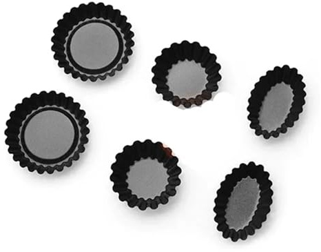 UALXPAO Carbon Steel Egg Tart Mould Egg Tart Mold 6Pcs Flower Shape Reusable Pans Cupcake Muffin Cake Mould Mini Pie Baking Cup Tartlets