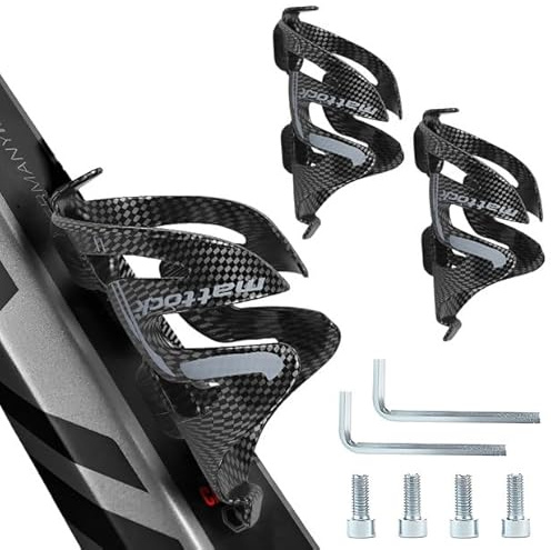 LEPGUYO Set De 2 Portabidones Carbono Bici, 42g Ultraligero, Fácil Instalación Para 55-70mm Bidones Con Tornillos Regulables