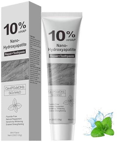 Hydroxylapatit Zahnpasta mit 10% Nano-Hydroxylapatit – Fluoridfreie Zahnpasta für empfindliche Zähne & tägliche Zahnpflege, Sanfte Aufhellung & milde Minzfrische, 120 g