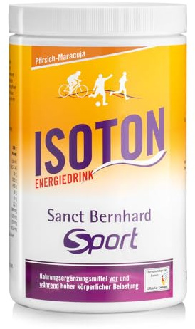 ISOTON Bebida isotónica en polvo con Electrolitos y Maltodextrina – Energy drink para deporte, hidratación con sales minerales sabor melocotón-maracuyá – Sanct Bernhard Sport 900 g
