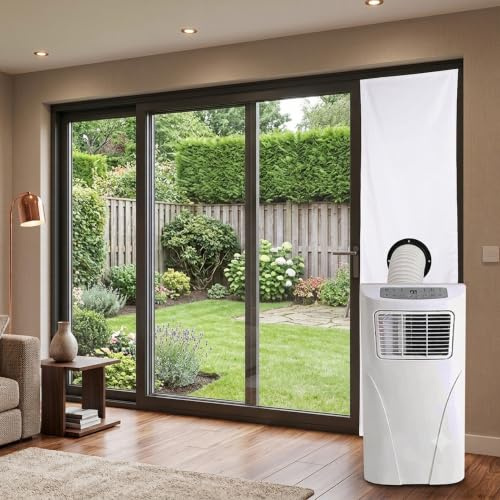Junta de aire acondicionado para ventanas y puertas correderas, junta de tela ajustable para puertas de terrazas y balcones, para aparatos de aire acondicionado móviles, apto para puertas correderas