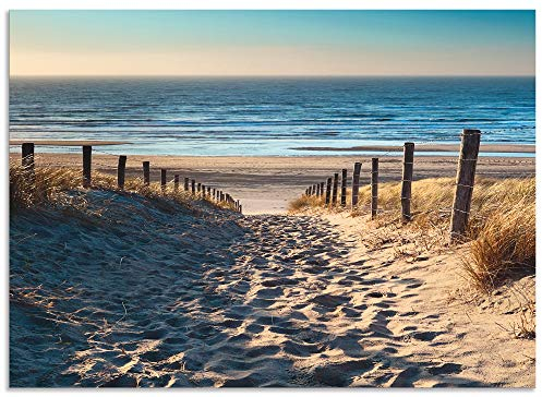 ARTland Spritzschutz Küchenrückwand aus Alu für Küche Herd Spüle 70x50 cm (BxH) mit Motiv Natur Strand Meer Weg Nordsee Sonne Gräser Dünenn Maritim T9IP