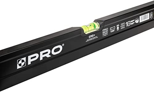 PRO800 Wasserwaage 100cm einseitig gefräst mit Ergonomischen Profil - ERS+ (Easy Reading System) Präzise Wasserwaage mit Anti Shock Absorber Endkappen - Farbe Schwarz