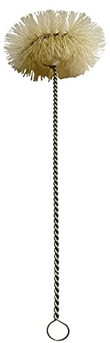NewFerU Stainless Steel Soda Bottle Cleaning Brush in Natural Boar Bristle Wool Tip, Long Handle, Flexible Bendable Thick Wire Cleaner for Narrow Neck Water Baby Bottles Straw Pipe Tube Flask (Round)