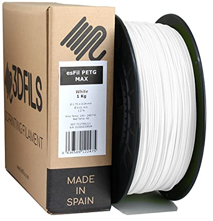 3DFILS - Filamento PETG Blanco para impresión 3D (1,75 mm / 1 Kg, Blanco)