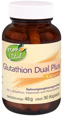KOPP Vital® Glutathion Dual Plus Kapseln | 48 g | 1 x 90 Kapseln | Premium-Qualität | Vitamin C | Vitamin E | Vitamin B12 | Folsäure | Selen | Zink | Apothekenqualität