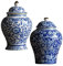 LOVIVER 2 Stück Keramik Ginger Jar Orientalische Blumenvase mit Deckel Home Desktop Decor