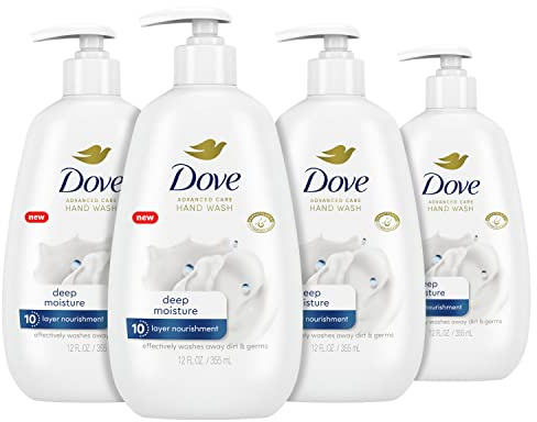 Dove Advanced Care Hand Wash Deep Moisture 4 Count for Soft, Smooth Skin, More Moisturizers than the Leading Ordinary Hand Soap, 12 oz