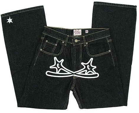 Firulab Pantalones Y2K Menos-Two Streetwear Hip Hop, Cargo Jeans Rectos Sueltos Holgados Baggy para Hombres