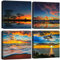 Sungeek 4 Teilig Leinwandbilder mit Holzrahme, Leinwanddruck Bilder 30x30cm, Moderne Wandbilder Kunstdruck Wand Dekoration für Wohnzimmer Schlafzimmer Esszimmer Home Büro (Sonnenaufgang)
