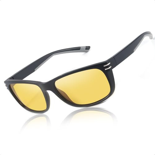 SIPHEW Night Driving Glasses Anti Glare Night Vision Glasses for Men Yellow Polarised Lenses Glasses Reduce Headlight Sport Glasses for Nighttime Cycling