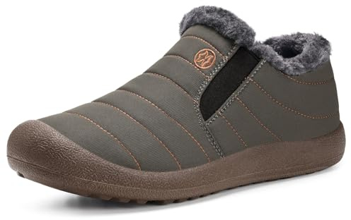 Eagsouni Snow Boots Womens Mens Winter Ankle Boots Ladies Warm Fur Lined Booties Thickening Shoes Outdoor Flat Sneakers Booties Dark Grey 8 Women/7 Men