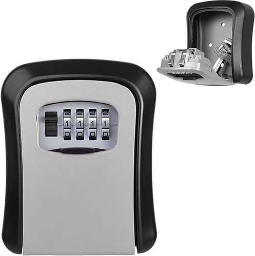 Sheporse Key Safe Wall Mounted, Key Lock Box Outdoor, Key Box with 4 Digit Combination, Waterproof and Security Lockbox, Key Safe Outside for Home Garage School Elderly Parents Key Cabinet
