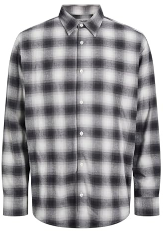 JACK & JONES Jcocover Checked Flannel Shirt L, Phantom, M